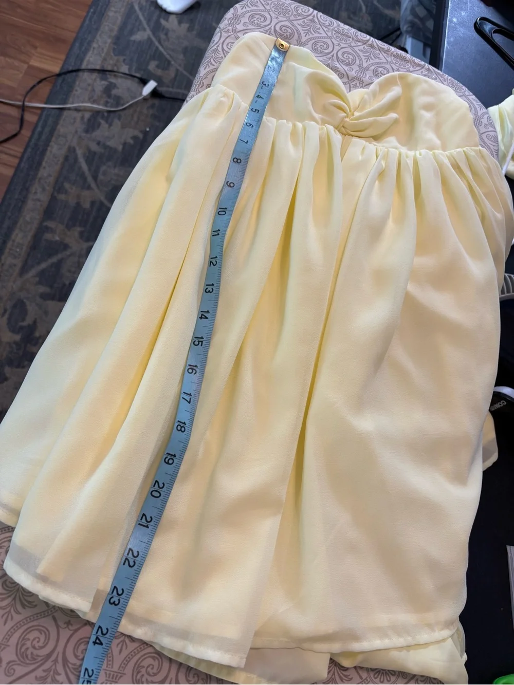 NWT New Peppermayo Saturn Yellow Strapless Chiffon Mini Babydoll Dress Sz 6 - Picture 6 of 16